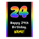 [ Thumbnail: 24th Birthday: Rainbow Spectrum # 24, Custom Name Card ]