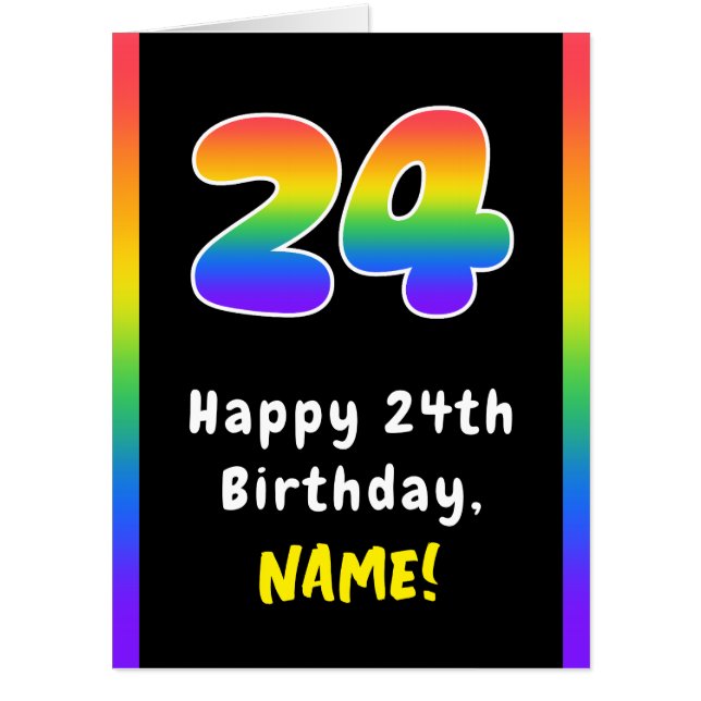24th Birthday: Rainbow Spectrum # 24, Custom Name Card (Front)