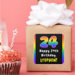 [ Thumbnail: 24th Birthday: Rainbow Spectrum # 24, Custom Name Sticker ]