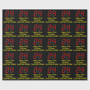24th Birthday: Red Digital Clock Style "24" + Name Wrapping Paper