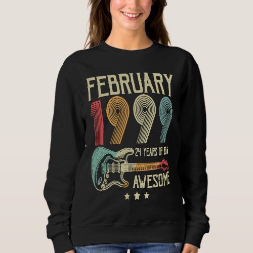 24th Birthday Retro Guitar  February 1999 24 Years Sweatshirt