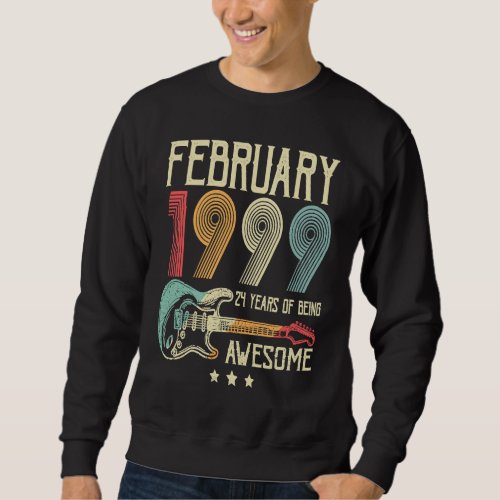 24th Birthday Retro Guitar  February 1999 24 Years Sweatshirt