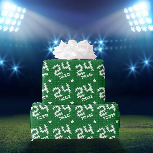 24th Birthday Tucker Custom Name Typography Green Wrapping Paper (Creator Uploaded)