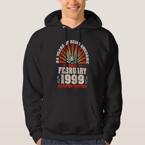 24th Birthday Vintage Guitarist Guitar February 19 Hoodie