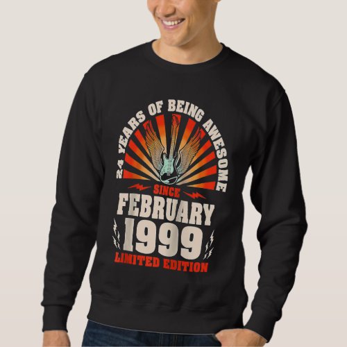 24th Birthday Vintage Guitarist Guitar February 19 Sweatshirt