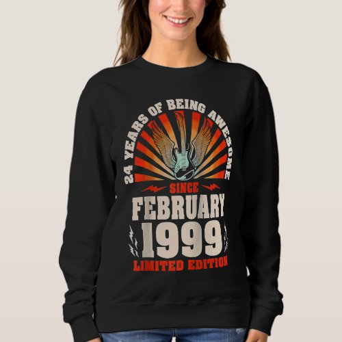 24th Birthday Vintage Guitarist Guitar February 19 Sweatshirt