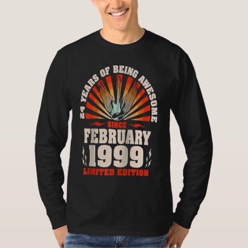 24th Birthday Vintage Guitarist Guitar February 19 T_Shirt