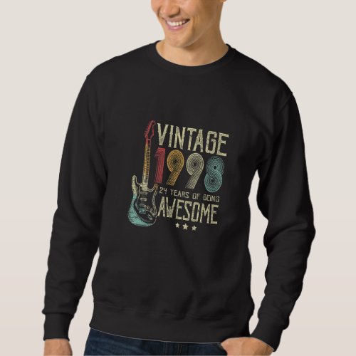 24th Birthday Womens Mens Vintage Awesome 1998 Gui Sweatshirt