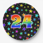[ Thumbnail: 24th Event: Bold, Fun, Colorful Rainbow 24 Paper Plates ]