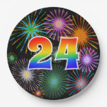 [ Thumbnail: 24th Event - Fun, Colorful, Bold, Rainbow 24 Paper Plates ]