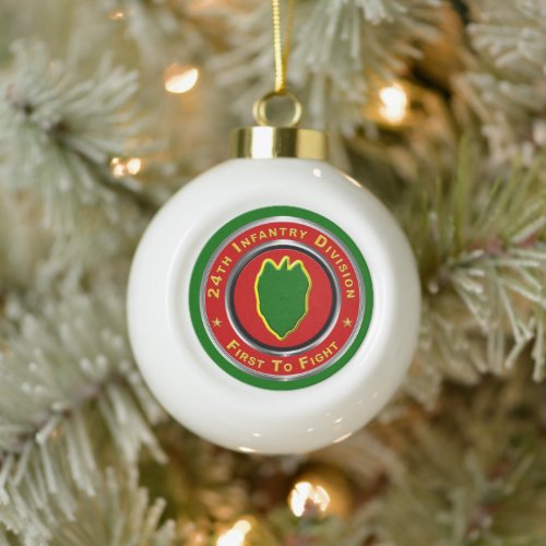 24th Infantry Division  Ceramic Ball Christmas Ornament