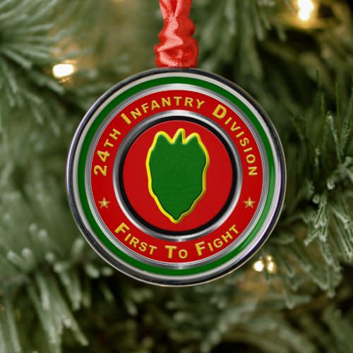 24th Infantry Division Christmas   Metal Ornament