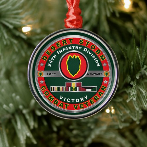 24th Infantry Division Desert Storm Christmas Metal Ornament