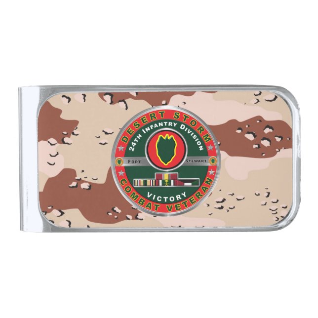 24th Infantry Division Desert Storm Silver Finish Money Clip (Front)