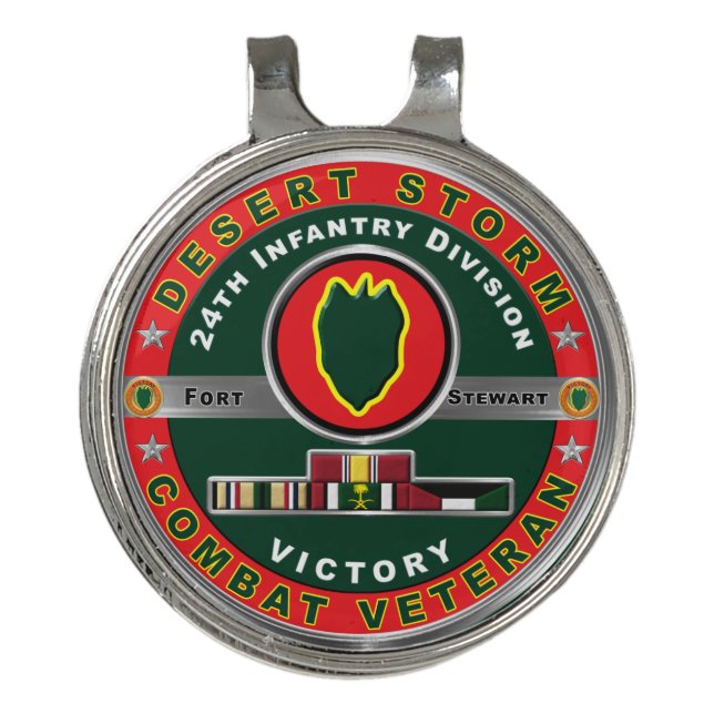 24th Infantry Division Desert Storm Veteran Golf Hat Clip (Front)