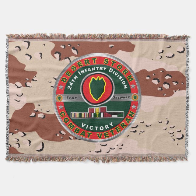 24th Infantry Division Desert Storm Veteran Throw Blanket (Front)