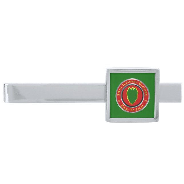 24th Infantry Division “First To Fight”  Silver Finish Tie Bar (Front)
