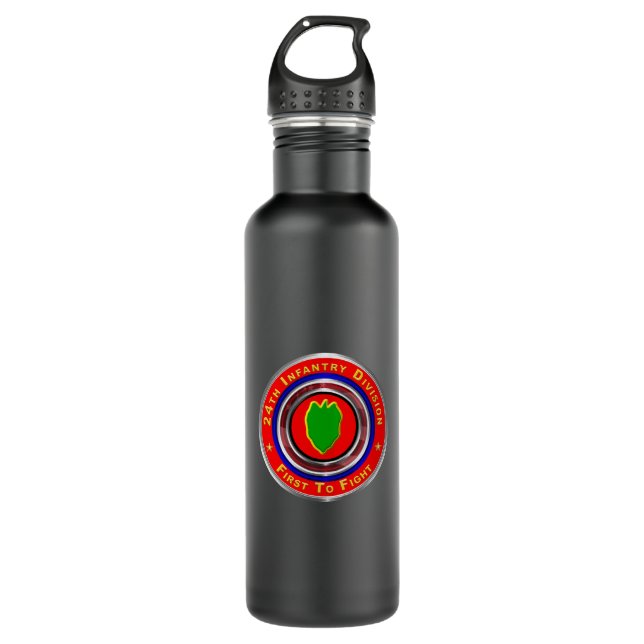 24th Infantry Division “First To Fight” Stainless Steel Water Bottle (Front)