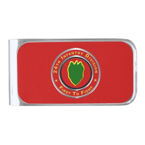 24th Infantry Division Veteran Silver Finish Money Clip