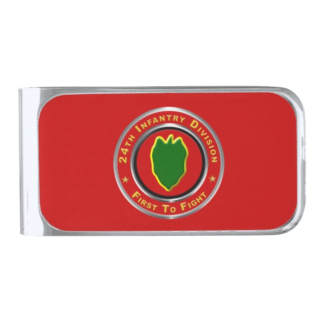 24th Infantry Division Veteran Silver Finish Money Clip (Front)