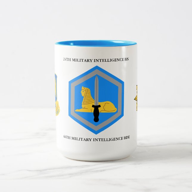 24TH MILITARY INTELLIGENCE BATTALION 66TH M I BDE Two-Tone COFFEE MUG (Center)