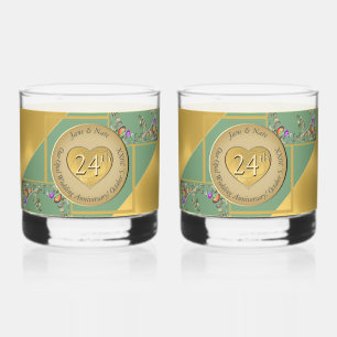 24th Opal Anniversary Drinkware Set Whiskey Glass