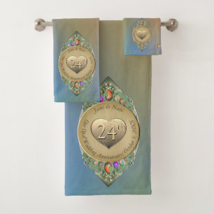 24th Opal Wedding Anniversary Bath Towel Set