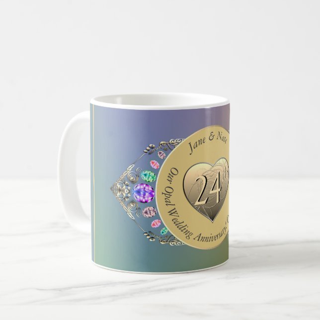 24th Opal Wedding Anniversary  Coffee Mug (Front Left)