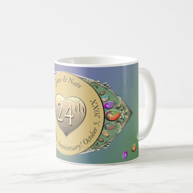 24th Opal Wedding Anniversary Coffee Mug (Front Right)