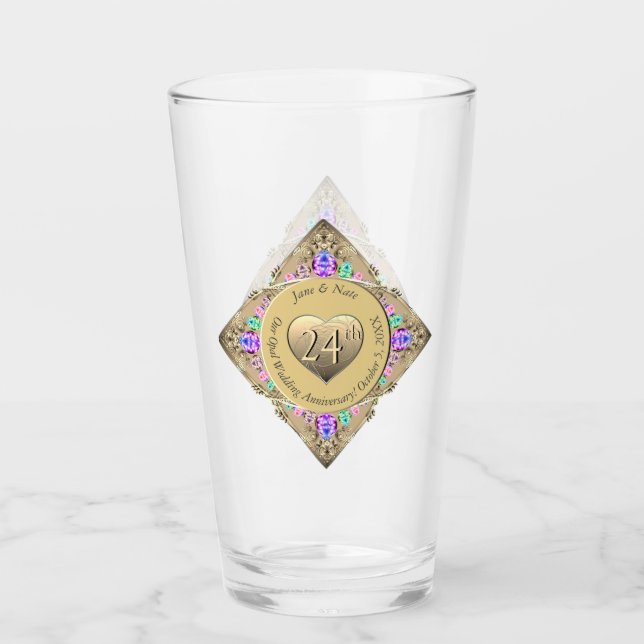 24th Opal Wedding Anniversary Glass (Front)