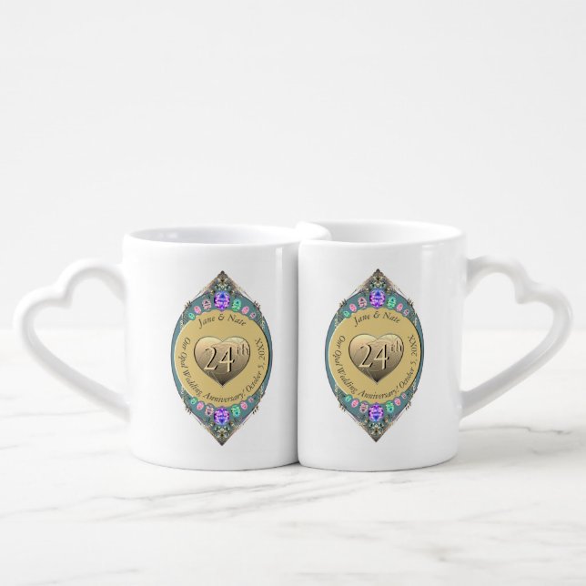 24th Opal Wedding Anniversary Lovers' mug (Front Nesting)