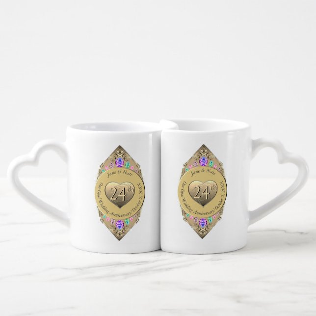 24th Opal Wedding Anniversary Lovers' mug (Front Nesting)