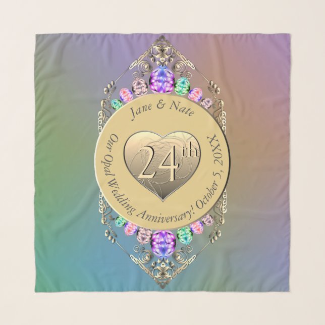 24th Opal Wedding Anniversary  Scarf (Front)