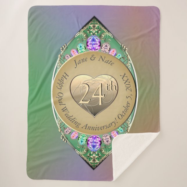 24th Opal Wedding Anniversary   Sherpa Blanket (Front)