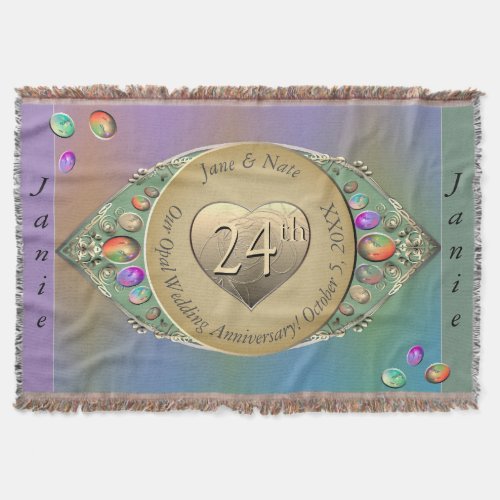24th Opal Wedding Anniversary Throw Blanket