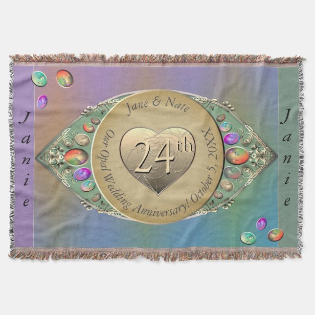 24th Opal Wedding Anniversary Throw Blanket (Front)
