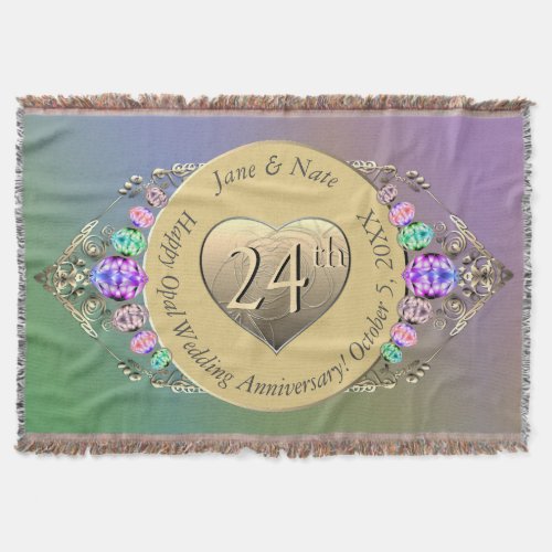 24th Opal Wedding Anniversary  Throw Blanket