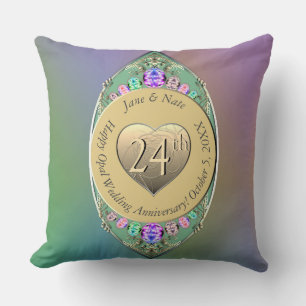 24th Opal Wedding Anniversary Throw Pillow