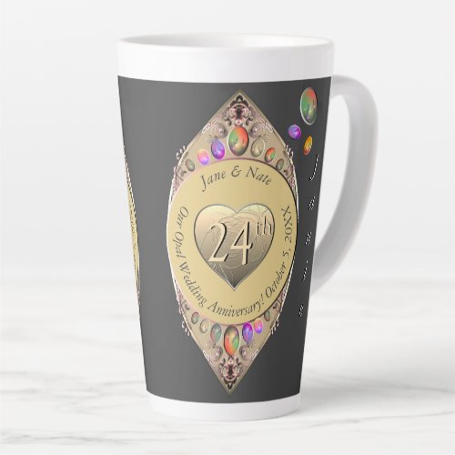 24th Opal Wedding Anniversary Water Bottle Latte Mug