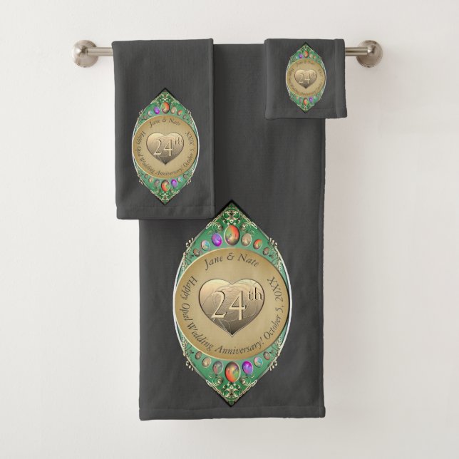 24th Opal Wedding AnniversaryTowel Bath Towel Set (Insitu)