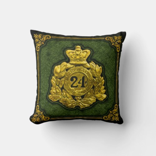 24th Regiment of Foot Shako Plate Throw Pillow