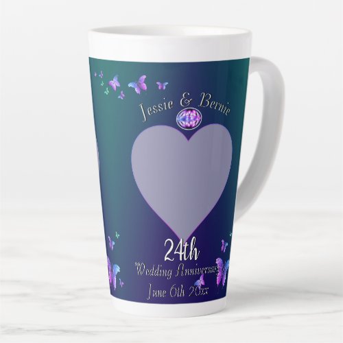 24th Wedding Anniversary Blue Latte Mug