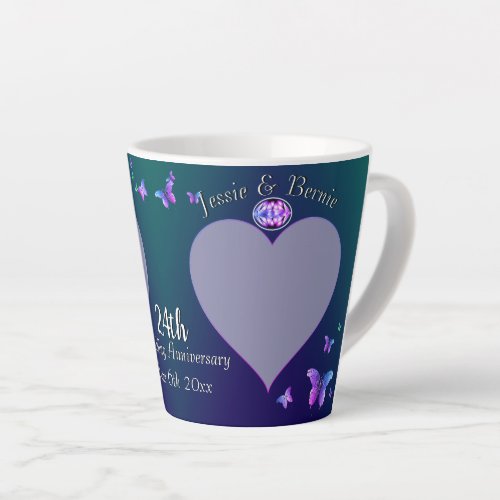 24th Wedding Anniversary Blue Latte Mug