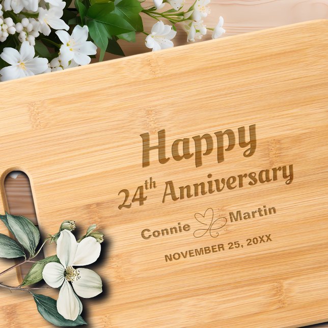 24th Wedding Anniversary Elegant Engraved Cutting Board (Creator Uploaded)