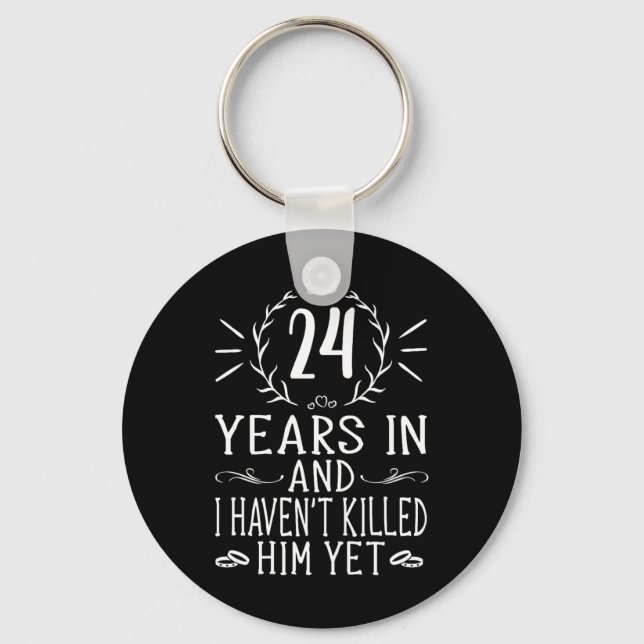 24th Wedding Anniversary  For Her - 24 Years Marri Keychain (Front)