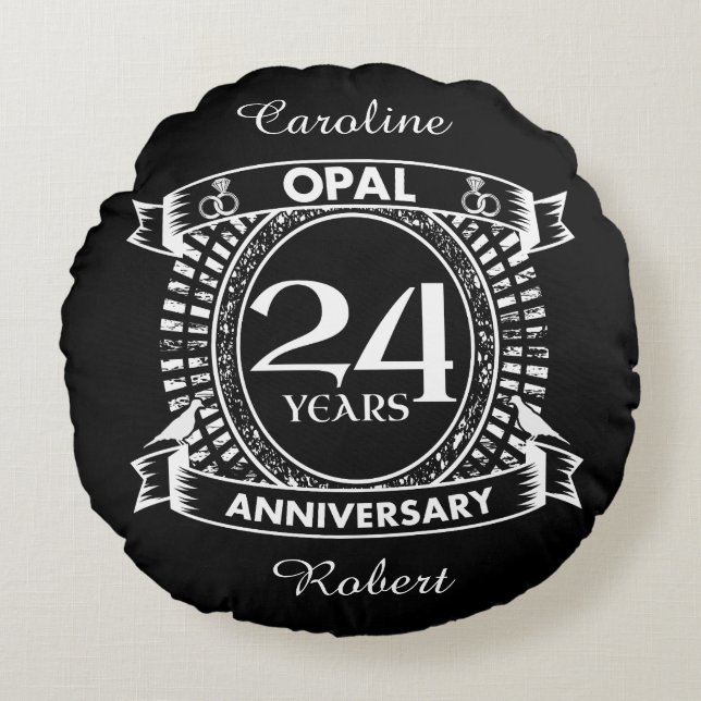 24TH wedding anniversary opal Round Pillow (Front)