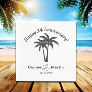 24th Wedding Anniversary Palm Trees Napkins