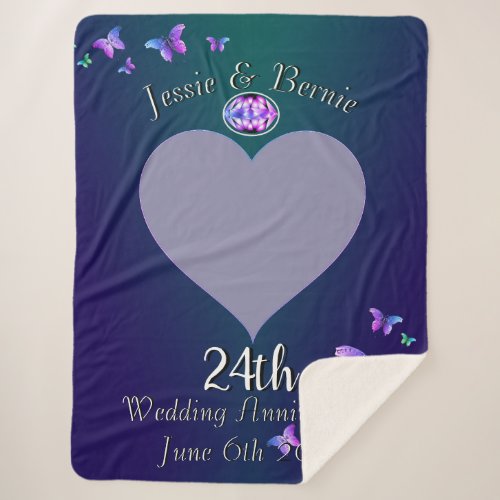 24th Wedding Anniversary Sherpa Blanket