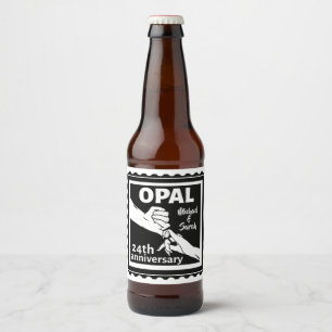 24th wedding anniversary traditional opal beer bottle label