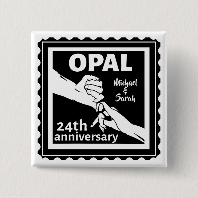 24th wedding anniversary traditional opal button (Front)